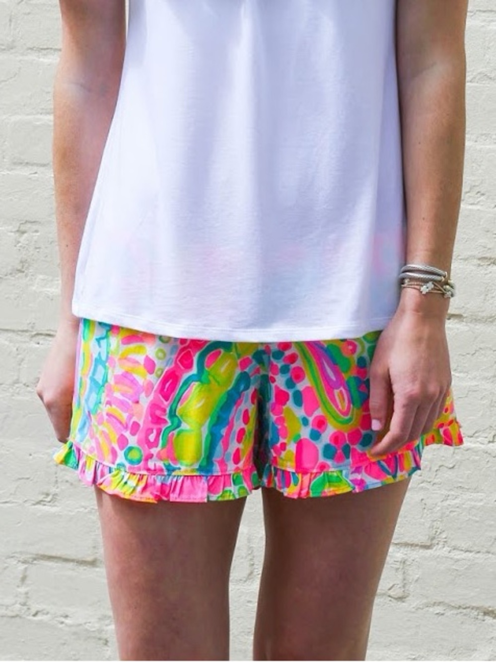 Lilly Pulitzer Kay Ruffle Shorts Multicolor Paisley Size Small